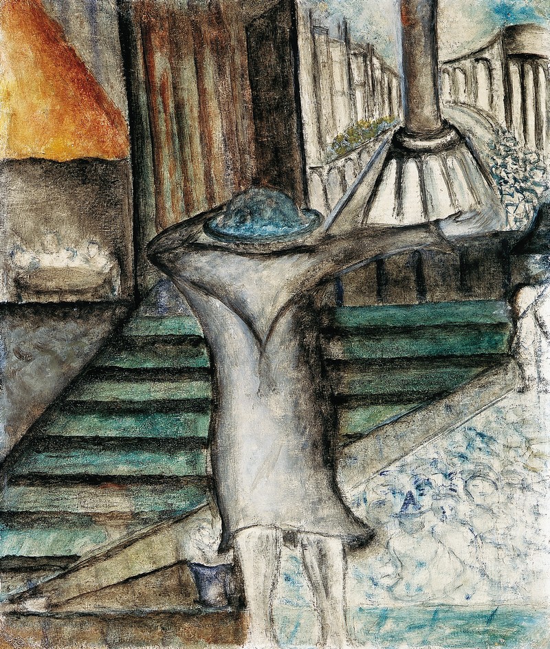 Kompozycja (z postacią odwróconą tyłem<br>i przemawiającą)