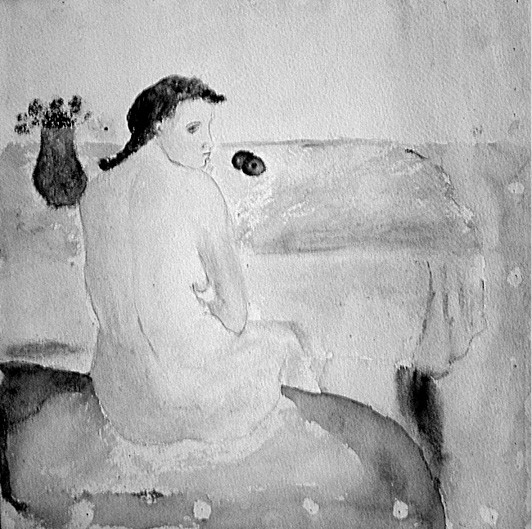 Akt siedzący tyłem 