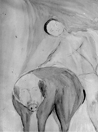 Kompozycja z człowiekiem i zwierzęciem 