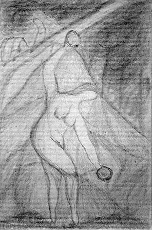 Tańczący akt i dłoń z fletem  Na odwrocie „Kompozycja ze słoniem”