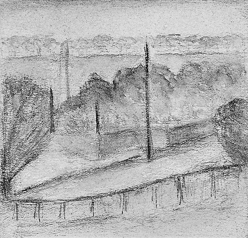 Motyw z drogą na wysokim horyzoncie Szkic do &bdquo;R&oacute;żowego krajobrazu&rdquo;, zob. kat. 120