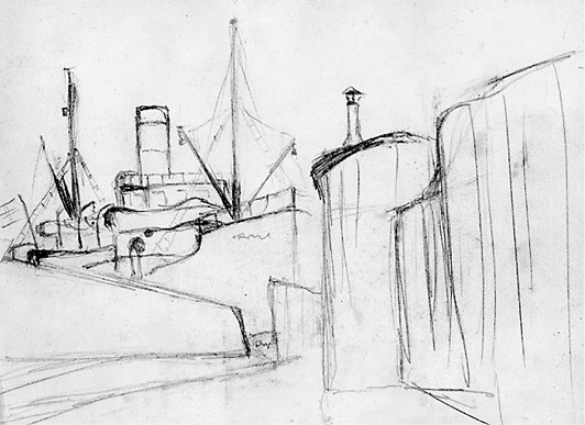 Falochrony i statek w porcie