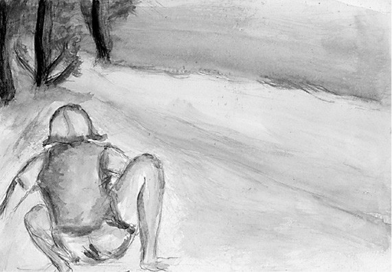 Studium chłopca nad Wartą (w Sierakowie)