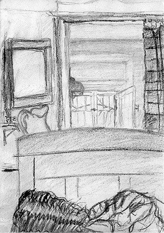 Wnętrze mieszkania artysty (widok z sypialni)